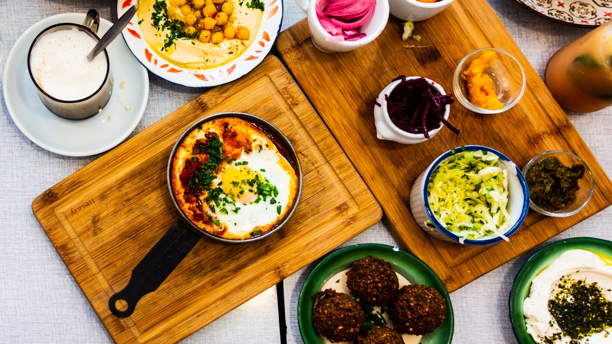 Labneh with olive oil and flatbread on a traditional Jordanian table