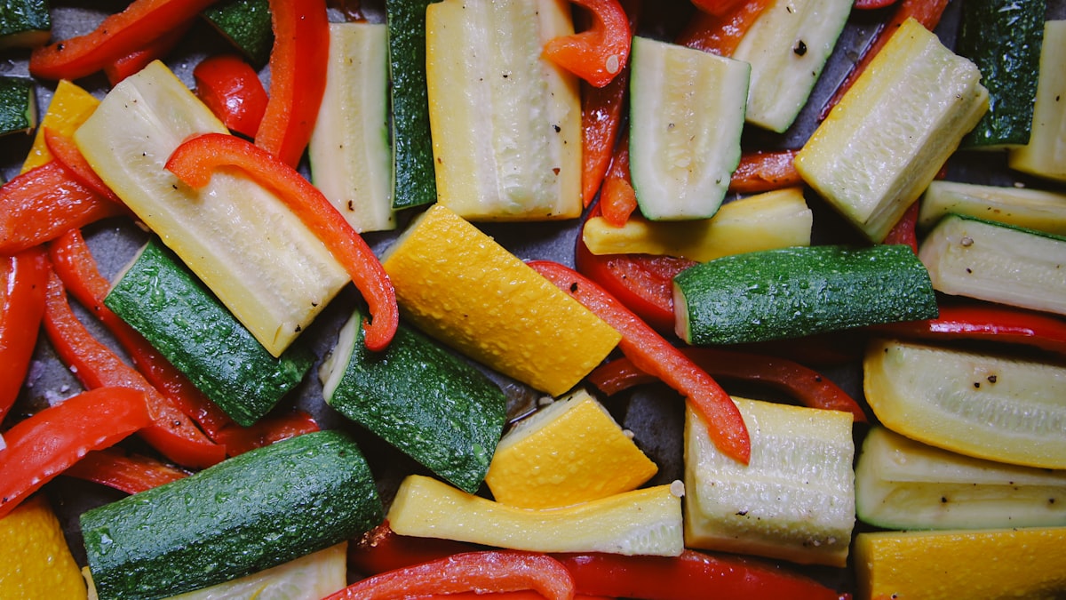 Mediterranean-style olive oil with fresh vegetable ingredients