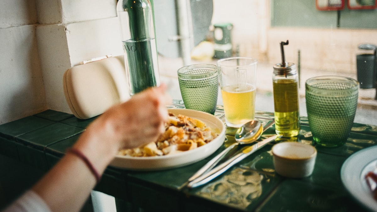 A Mediterranean table set with extra virgin olive oil